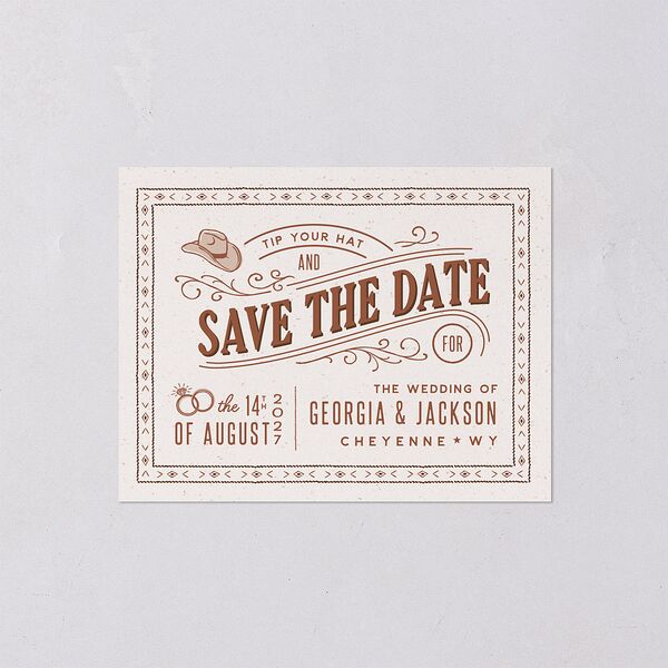 Western I Do BBQ Save the Date Petite Cards Saddle Signature smooth Blank Standard