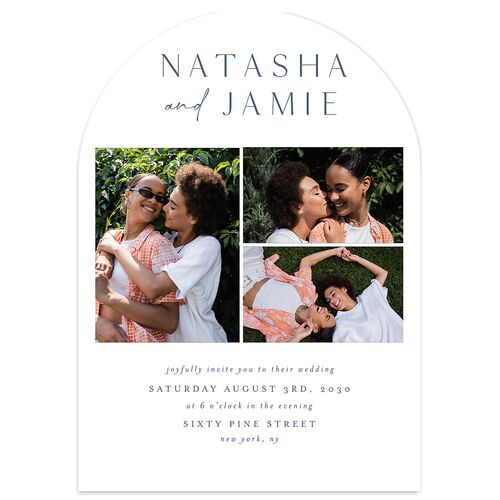 Simple Gallery Wedding Invitations French Blue Signature smooth Blank No Arch