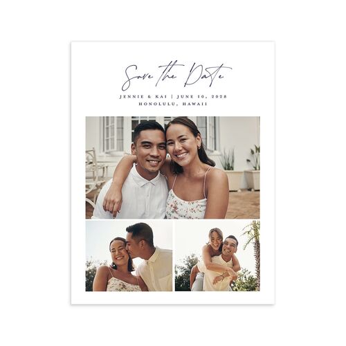 Simple Pampas Save the Date Petite Cards Dusty Blue Signature smooth Blank No Standard