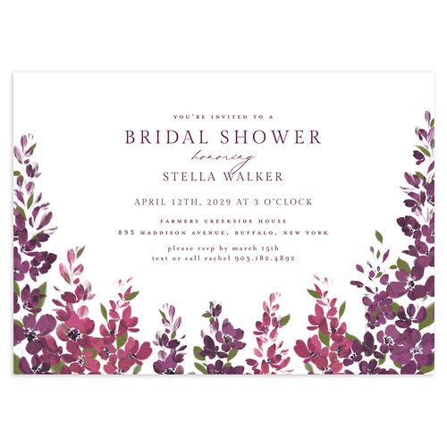 Delphinium Crest Bridal Shower Invitations Mauve Signature Blank Standard
