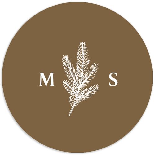 Etched Mountains Wedding Stickers Sepia Circle