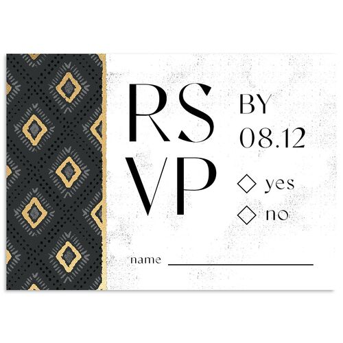 Gilded Sahara Pattern Wedding Response Cards Gold Licorice Signature Standard