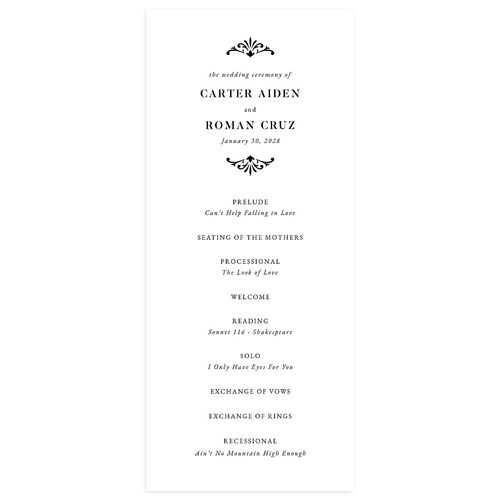 Luxe Monogram Wedding Programs Pure White Signature