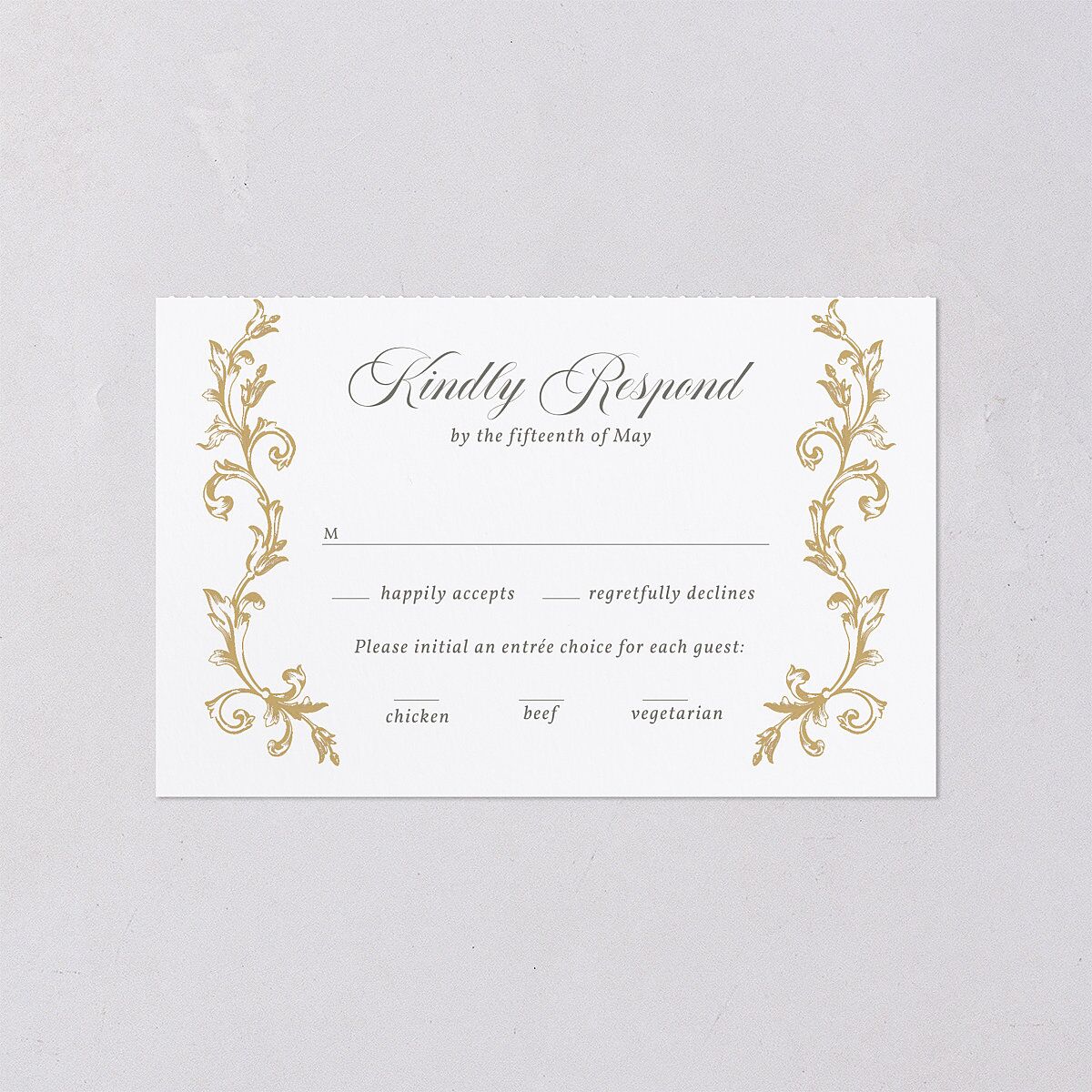 Vintage Regency Monogram Frame All-in-One Wedding Invitations Pure White Signature Light Both Recipient and Return Addresses No