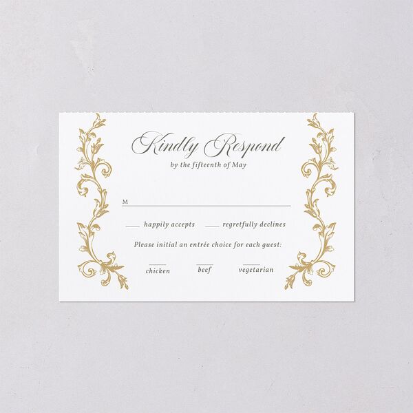 Vintage Regency Monogram Frame All-in-One Wedding Invitations Pure White Signature Light Both Recipient and Return Addresses No