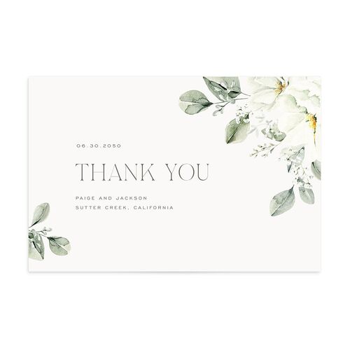 Elegant Pastel Floral Thank You Postcards Pure White