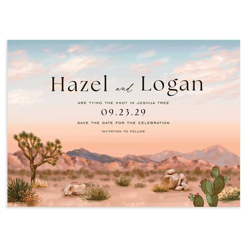 Desert Cactus Save the Date Cards Peach Fuzz Signature smooth Blank No