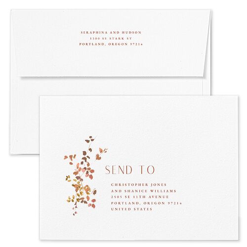 Cascading Florals Wedding Invitation Envelopes Kraft Copper Recipient Address Standard Signature