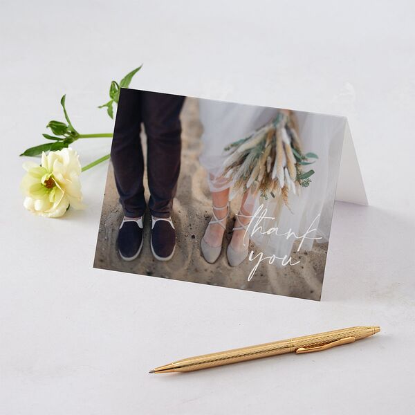 Layered Watercolor Thank You Cards Navy Signature