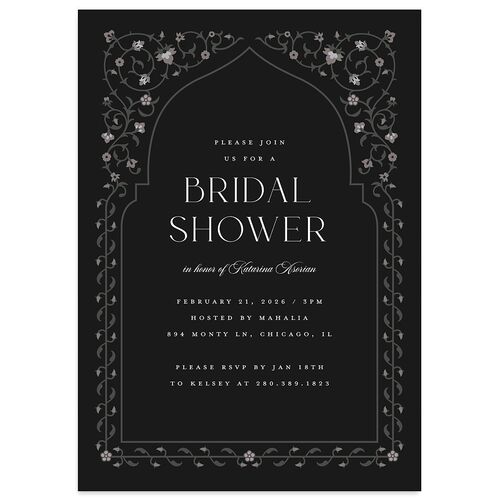 Ornate Threshold Bridal Shower Invitations Charcoal Signature Blank Standard