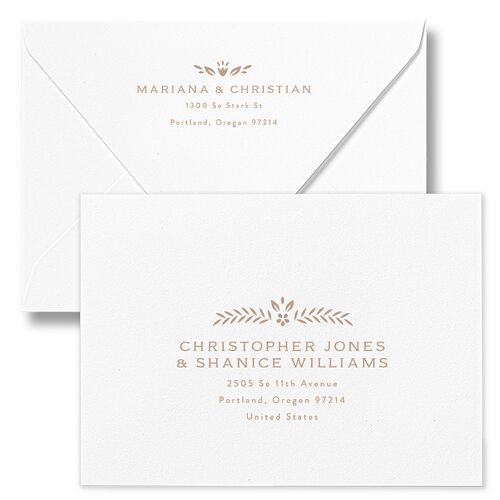 Papel Picado De Mexico Bridal Shower Invitation Euro Envelopes White Taupe Both Recipient and Return Addresses Luxe Signature