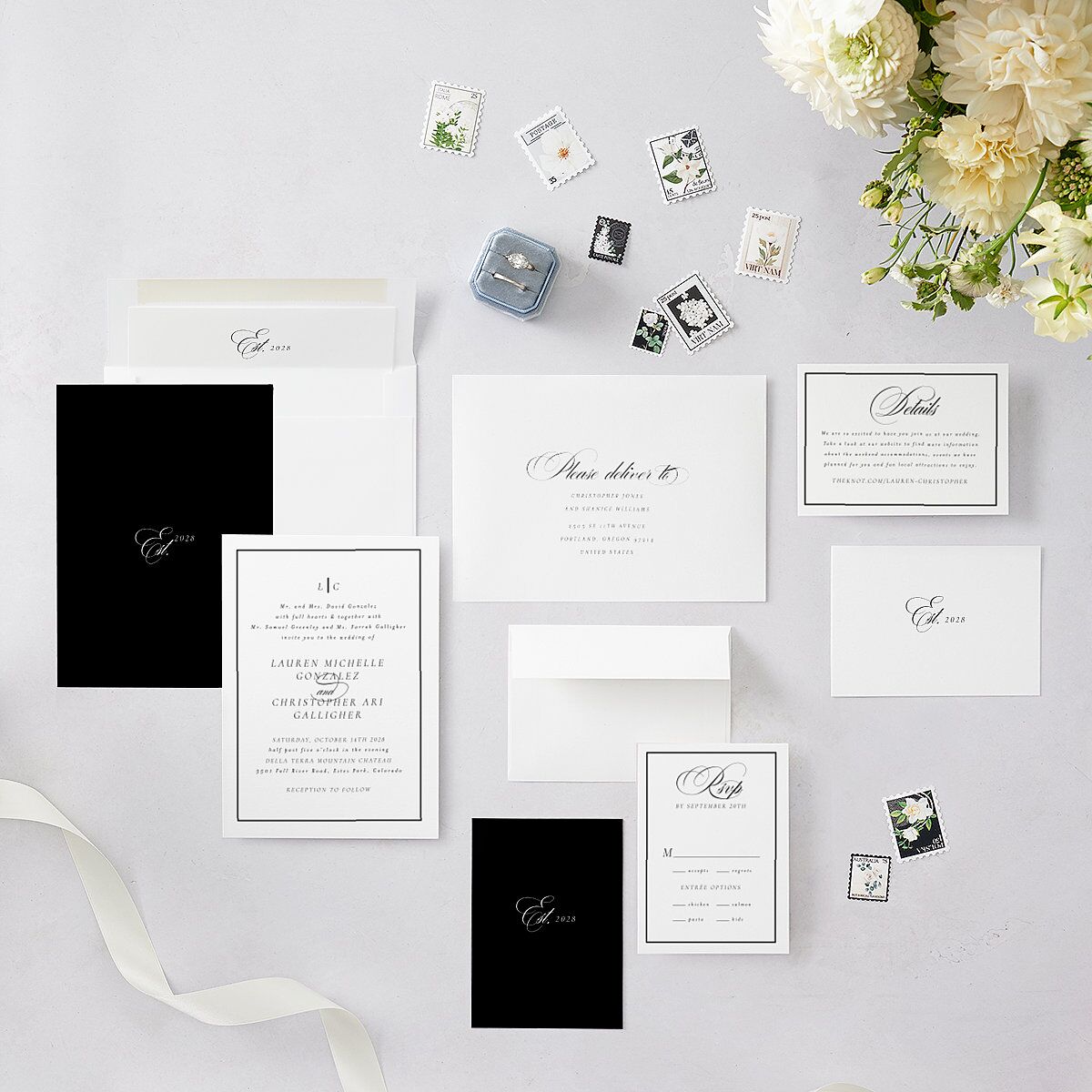 Lasting Frame Wedding Invitations Pure White Signature Blank No Standard