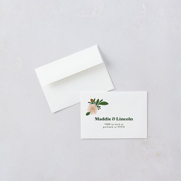 Retro Bloom Wedding Response Card Standard Envelopes White Scottish Green Return Address Signature Standard