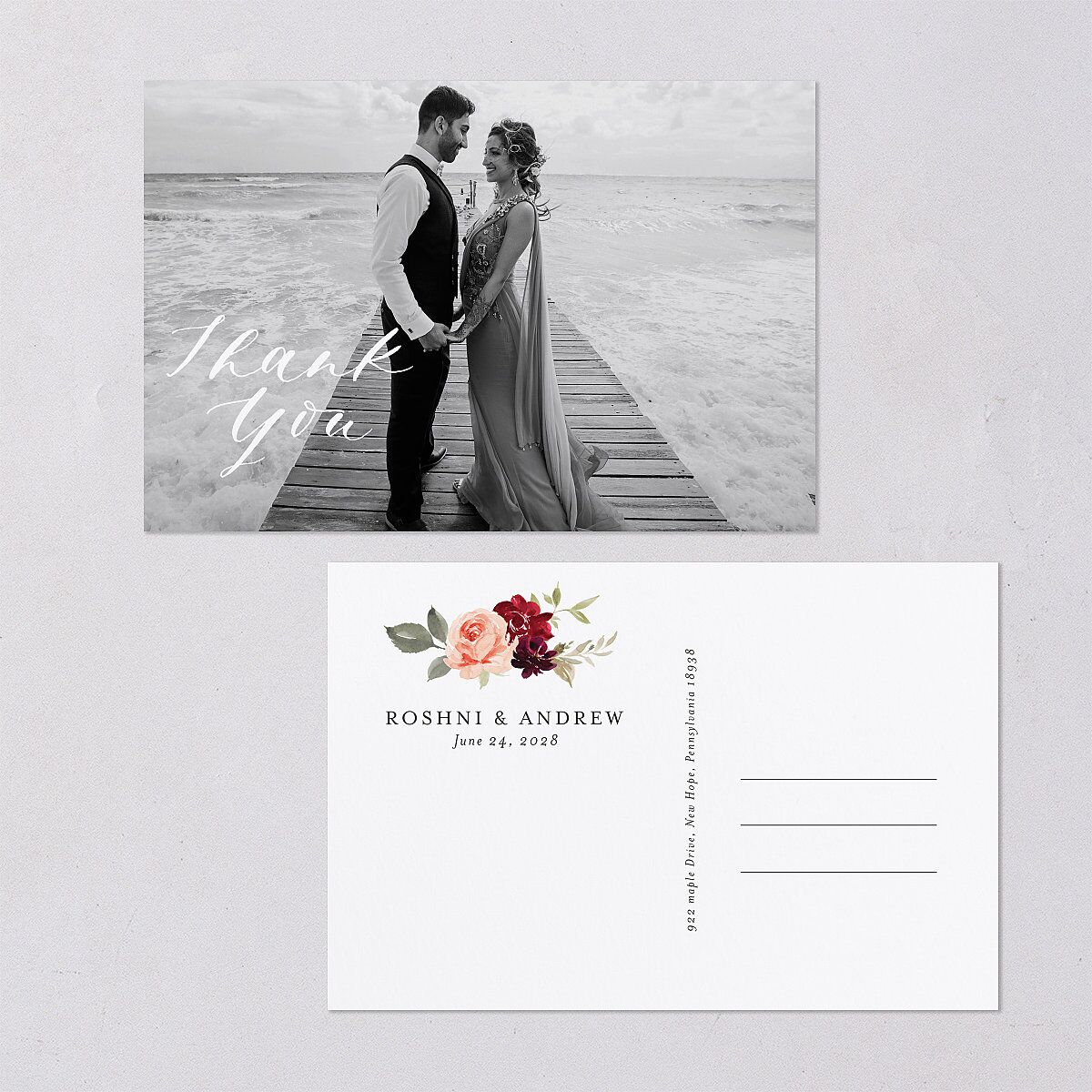 Vibrant Floral Thank You Postcards — view 1