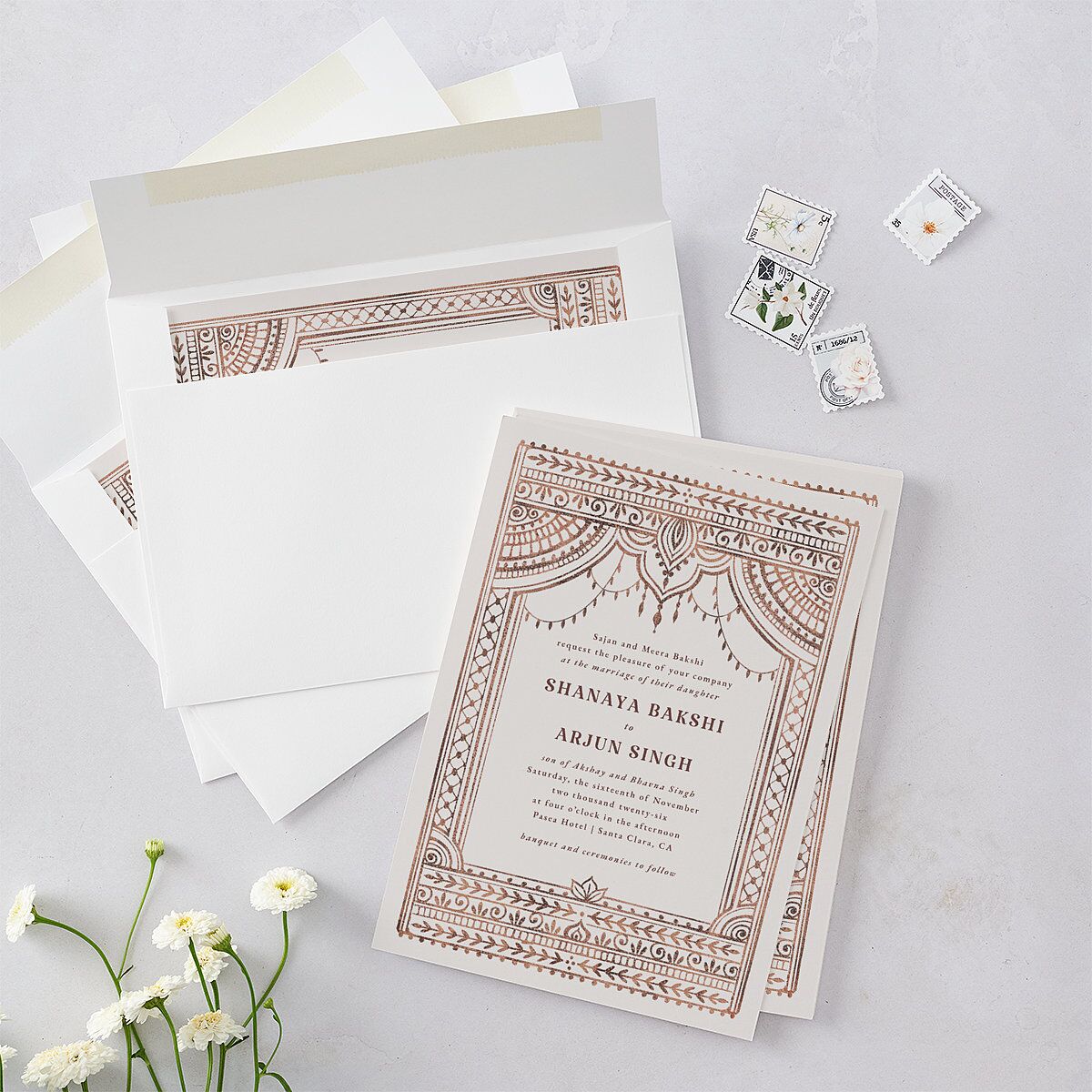 Painted Henna Wedding Invitations — view 4