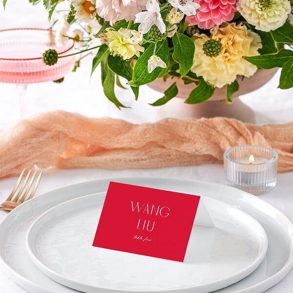 Chinese Lucky Circle Place Cards True Red Signature