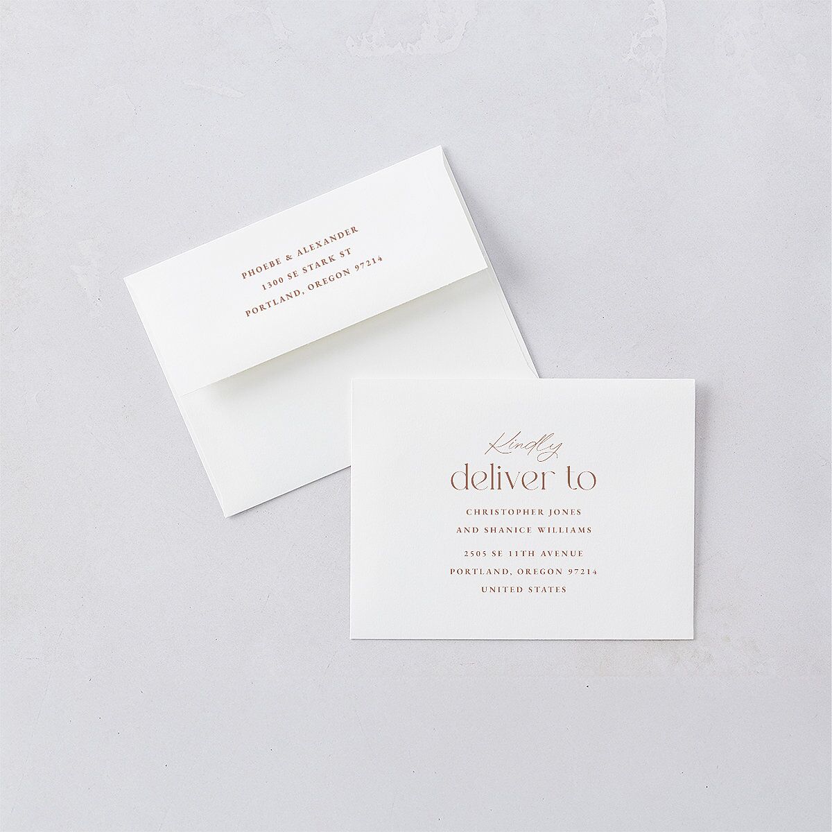 Striking Scene Thank You Card Envelopes White Dusty Rose Both Recipient and Return Addresses Signature Standard