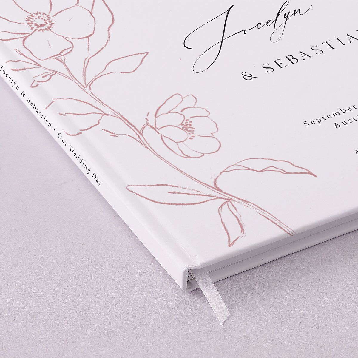 Floral Sketch Wedding Guest Book Off-White