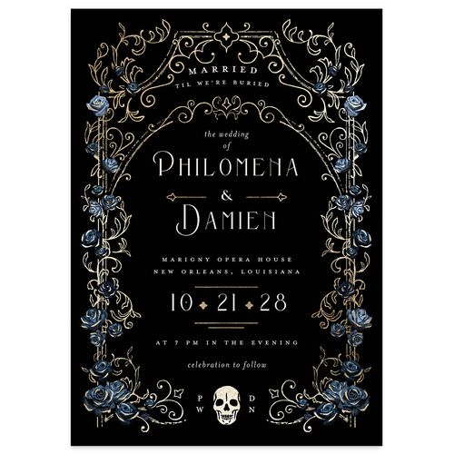 Gothic Gate Foil Wedding Invitations Gold Pool Signature Blank No Standard