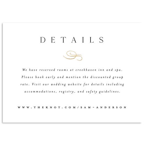 Flourishing Love Wedding Event Detail Cards Gold Pure White Signature Standard
