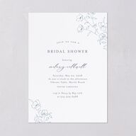 Floral Adornment Bridal Shower Invitations Dusty Blue Signature Blank Standard