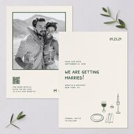 Hand Drawn Recipe Save the Date Cards Dark Camo Signature smooth Blank No Standard