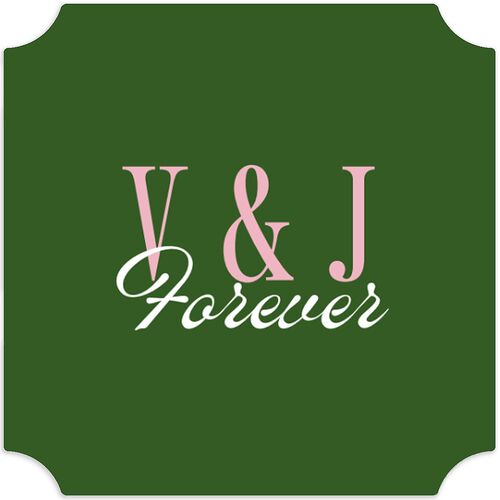 Wavy Frame Photo Wedding Stickers Scottish Green Ticket
