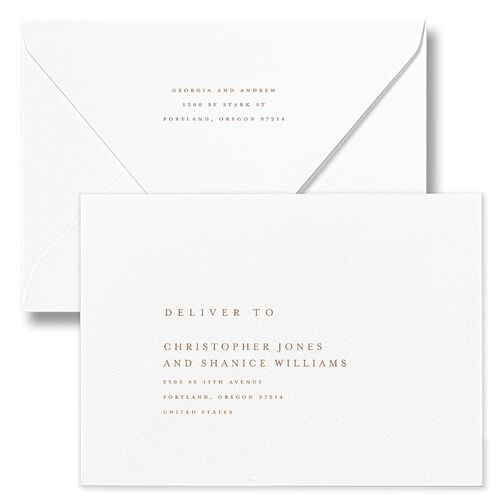 Elegant Date Save The Date Card Euro Envelopes Cream White Return Address Luxe Signature