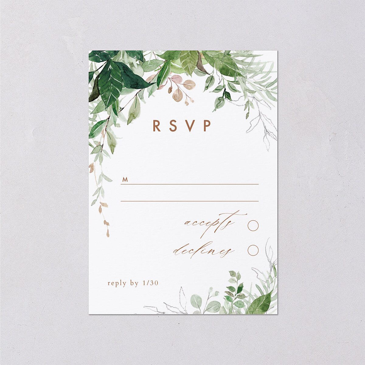 Wild Vines Wedding Response Cards Soft Pink Signature Standard