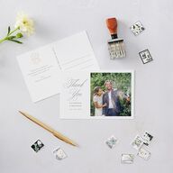 Luxury Floral Monogram Thank You Postcards Cotton