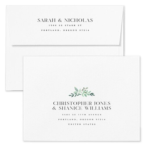 Greenery Altar Wedding Invitation Envelopes Licorice Terracotta Return Address Standard Signature