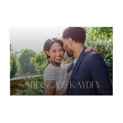 Metallic Edge Save the Date Postcards Champagne