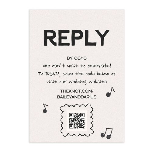 Hand Drawn Party QR Code RSVP Cards Charcoal Signature Standard