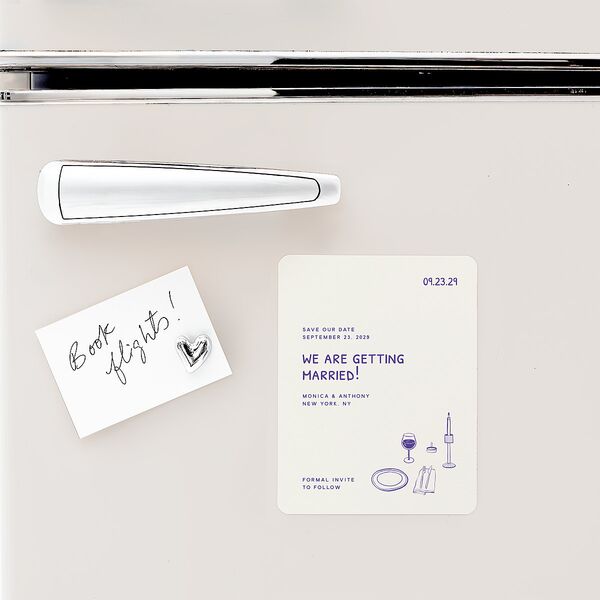 Hand Drawn Recipe Save The Date Magnets Sapphire Magnet Paper