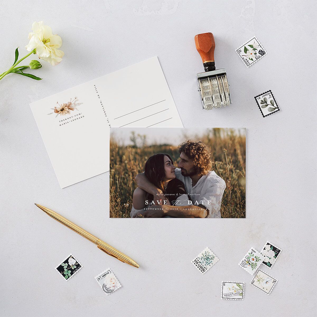 Bohemian Garden Save the Date Postcards Cream