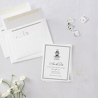 Classic Champagne with Bows Save the Date Petite Cards Pure White Signature smooth Blank No Standard