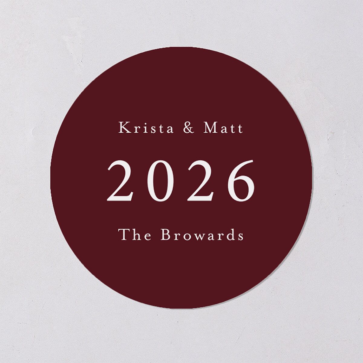 Meet the Newlyweds Holiday Stickers Burgundy Circle