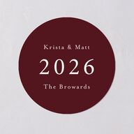 Meet the Newlyweds Holiday Stickers Burgundy Circle