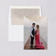 Indian Gilded Adornment Save The Date Cards Gold Sand Signature smooth Blank No Standard