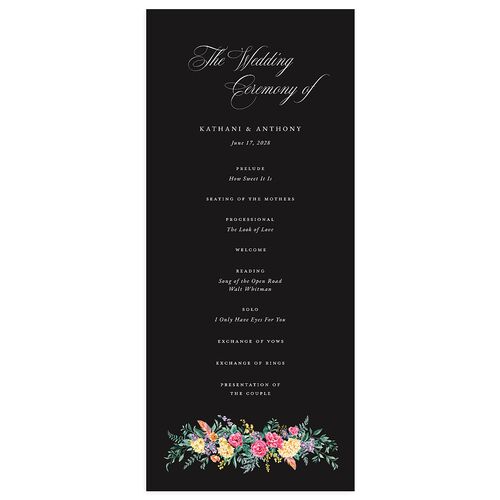 Glamorous Regency Garden Wedding Programs by Bridgerton Midnight Signature