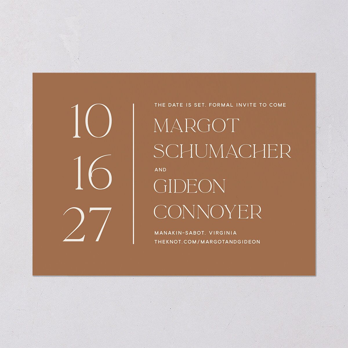 Climbing Leaves Save the Date Cards Copper Signature smooth Blank No