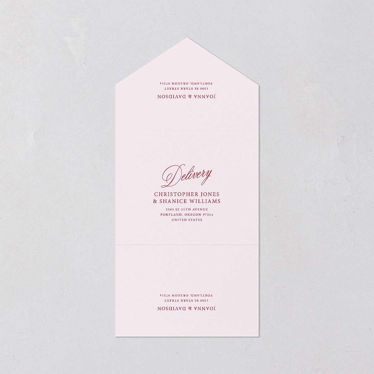 We're Getting Married All-in-One Wedding Invitations Ruby Signature Light Both Recipient and Return Addresses