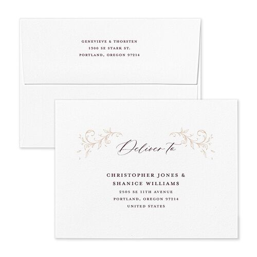 Dark Vintage Fantasy Thank You Card Envelopes White Merlot Both Recipient and Return Addresses Signature Standard