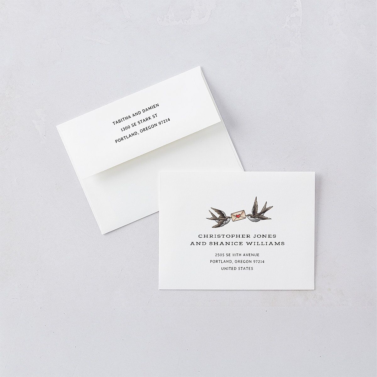 Til Death Tattoos Thank You Card Envelopes Midnight White Both Recipient and Return Addresses Signature Standard