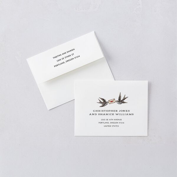 Til Death Tattoos Thank You Card Envelopes Midnight White Both Recipient and Return Addresses Signature Standard
