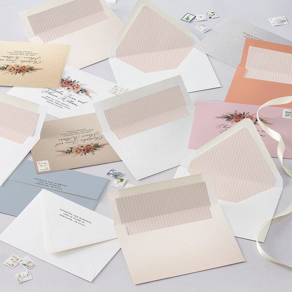 Pampas and Eucalyptus Floral Wedding Invitations Desert Rose Signature Blank No Standard