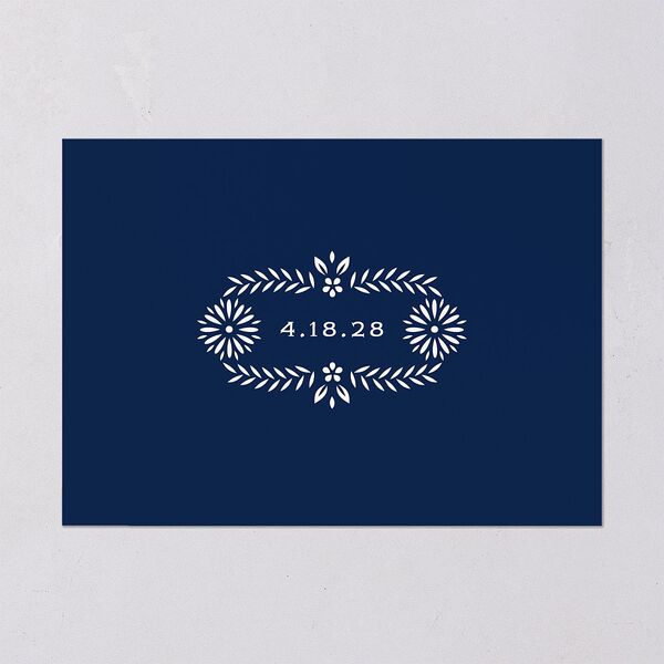 Papel Picado De Mexico Save The Date Cards Navy Signature smooth Blank No Standard