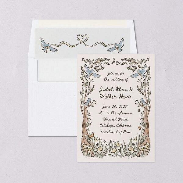 Watercolor Fairytale Trees Envelope Liners Slate Standard