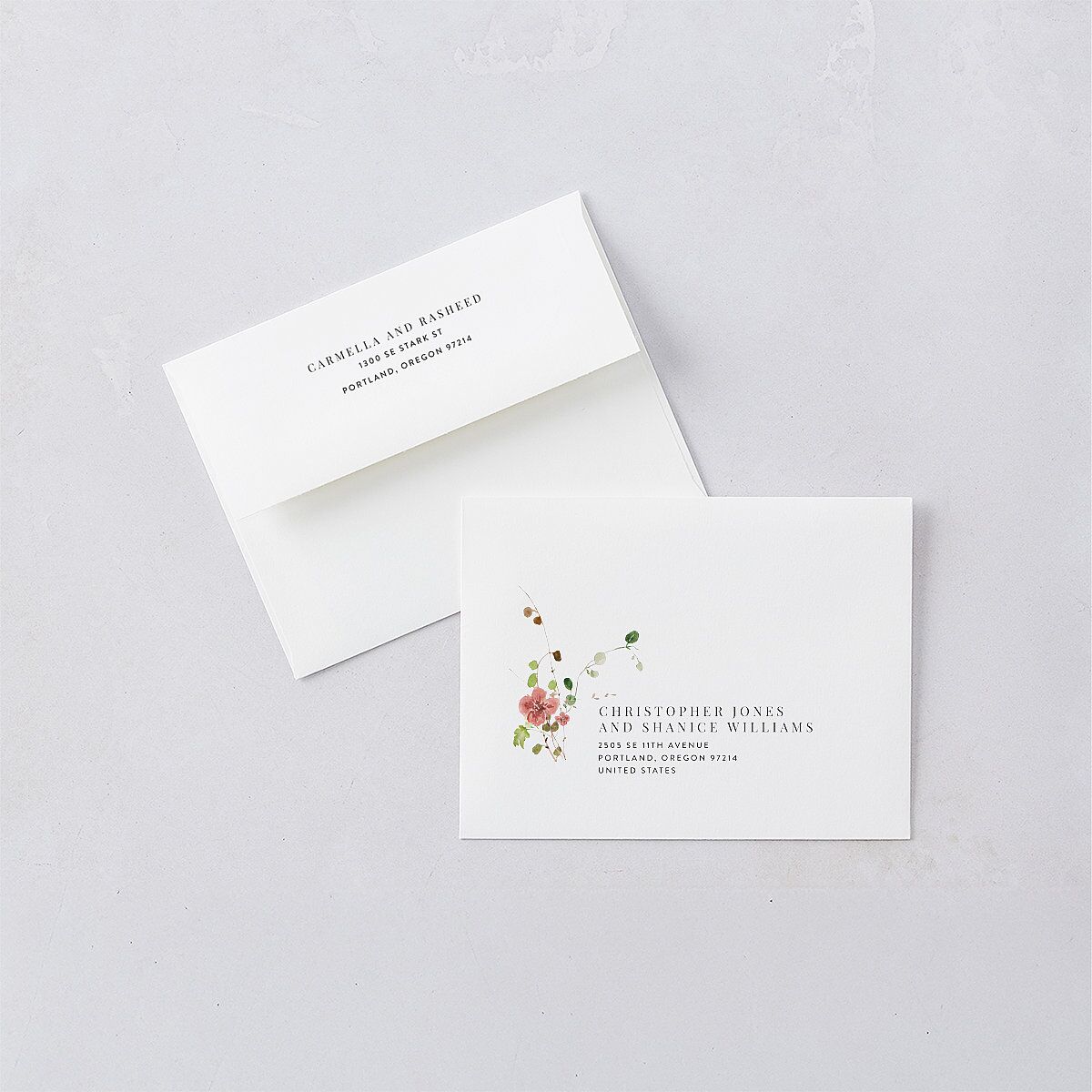Delicate Wildflower Save the Date Petite Cards Peach Pink Signature smooth Blank No Standard