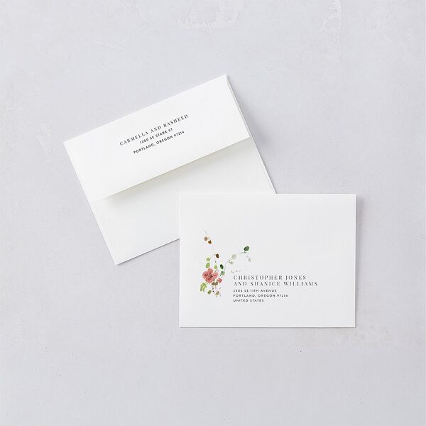 Delicate Wildflower Save the Date Petite Cards Peach Pink Signature smooth Blank No Standard